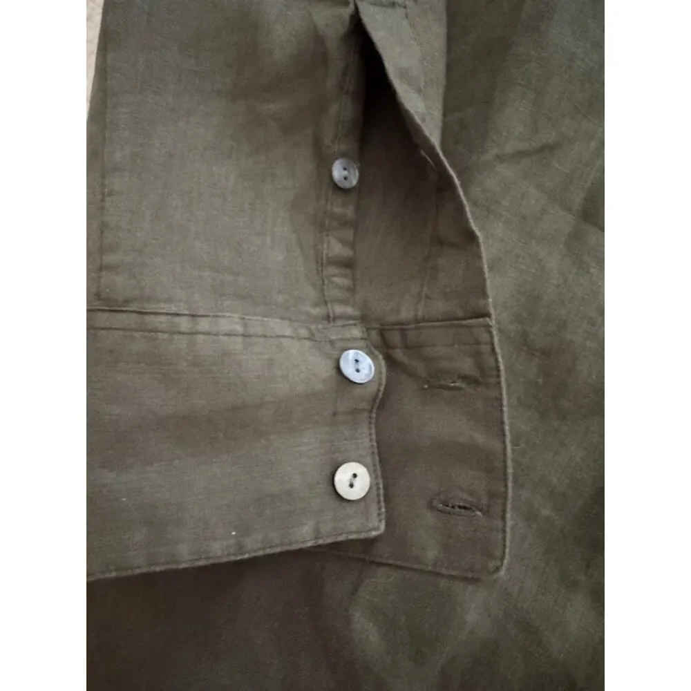 NWOT Theory Notched Collar Relaxed Linen button down shirt, size L - Picture 4 of 7